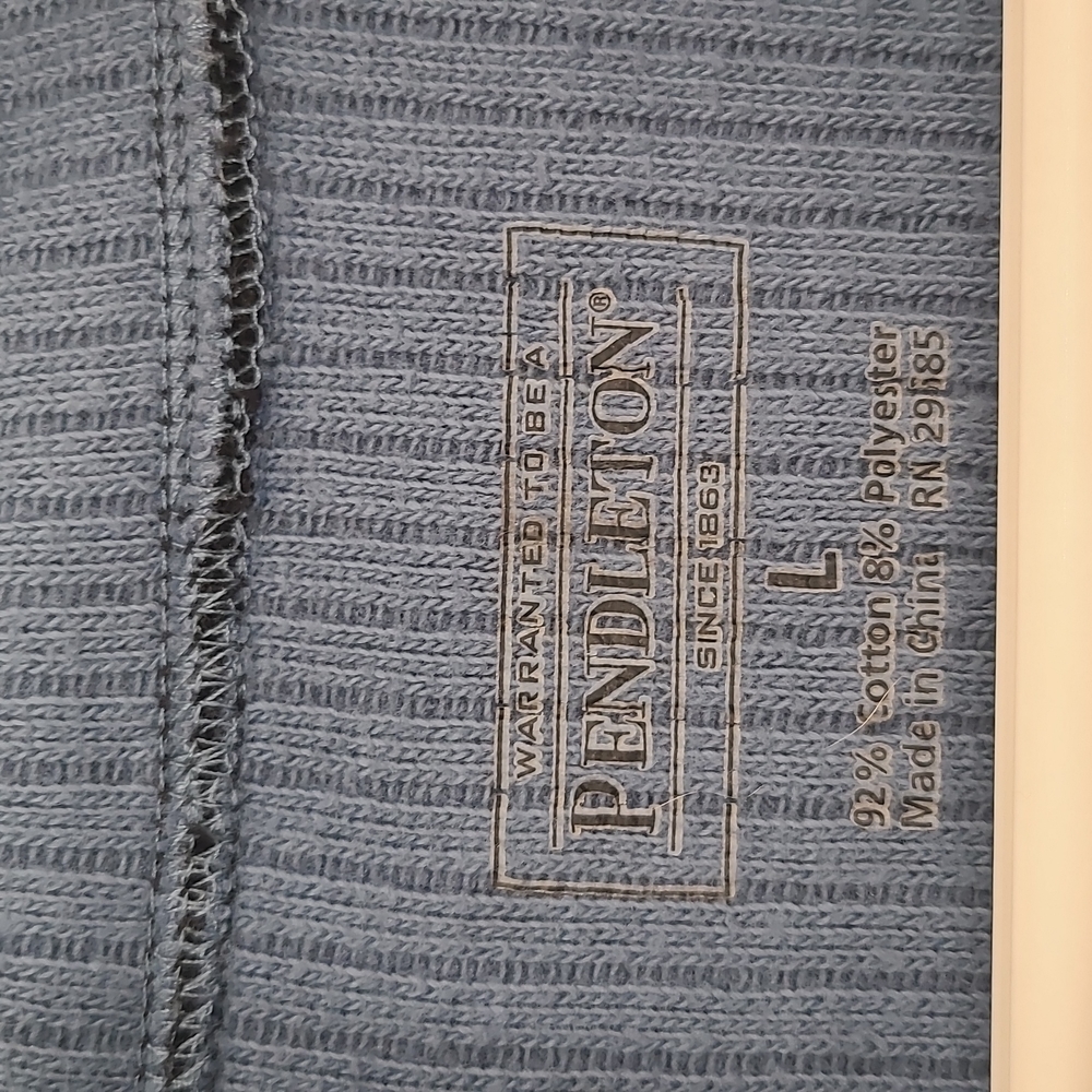 Pendleton Large Black Blue 1/4 Zip Pullover Long … - image 3